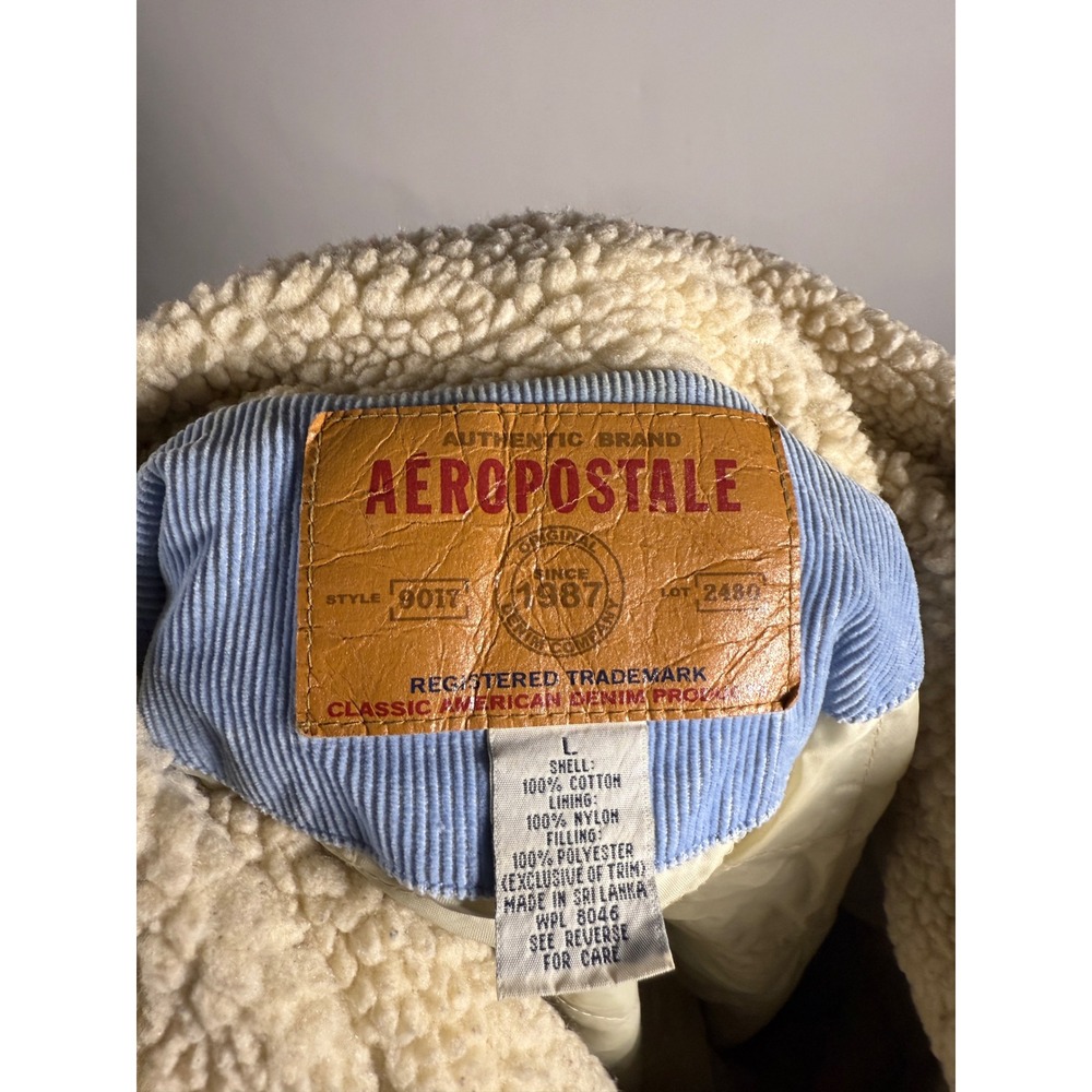 Aeropostale Womens Light Blue Corduroy Sherpa Lined Trucker Jacket Size L - Picture 6 of 8
